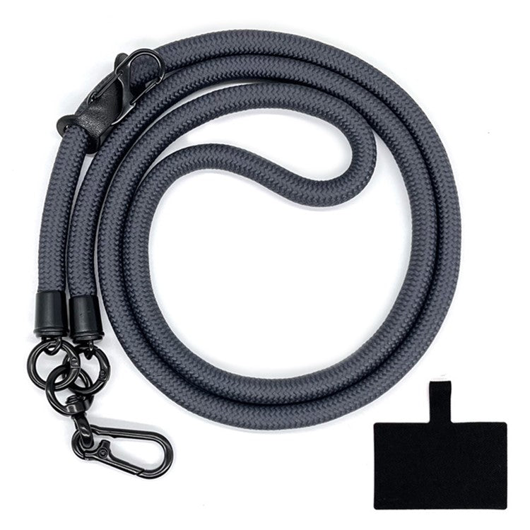 10mm Crossbody Phone Lanyard Polyester Anti-Lost Neck Hanging Strap with Tether Tab - Dark Grey