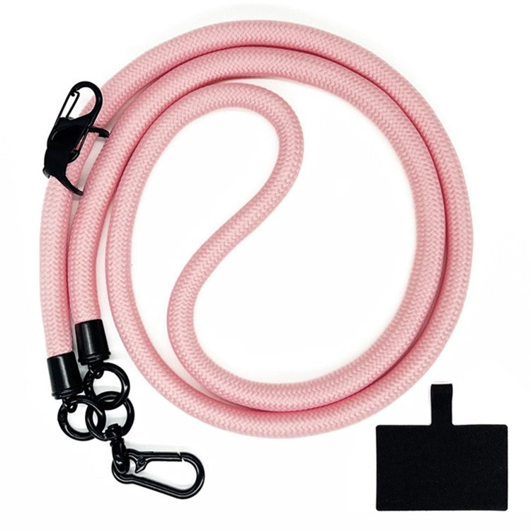 10mm Crossbody Phone Lanyard Polyester Anti-Lost Neck Hanging Strap with Tether Tab - Pink