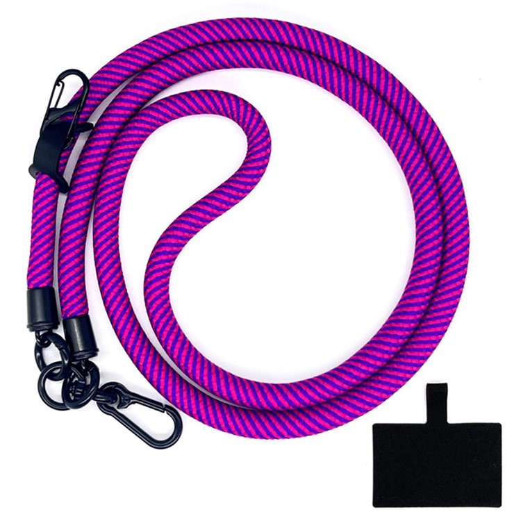 10mm Crossbody Phone Lanyard Polyester Anti-Lost Neck Hanging Strap with Tether Tab - Rose Purple