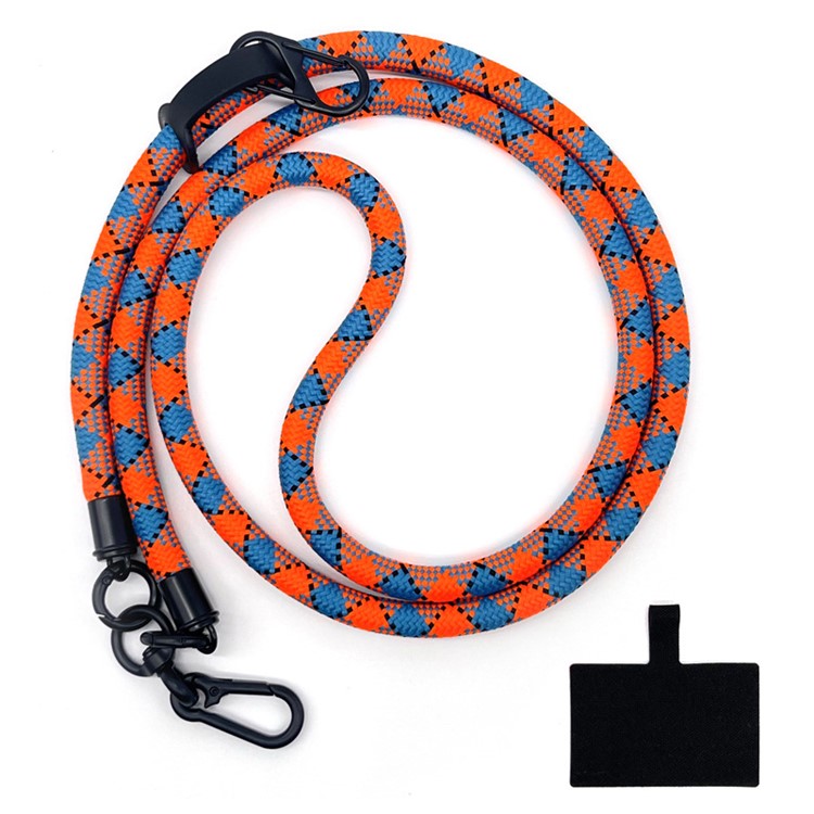 10mm Universal Phone Lanyard Neck Strap Polyester Hanging Rope with Tether Tab - Orange+Blue