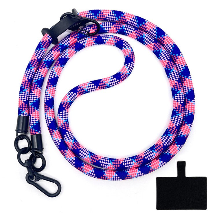 10mm Universal Phone Lanyard Neck Strap Polyester Hanging Rope with Tether Tab - Dark Blue+Pink