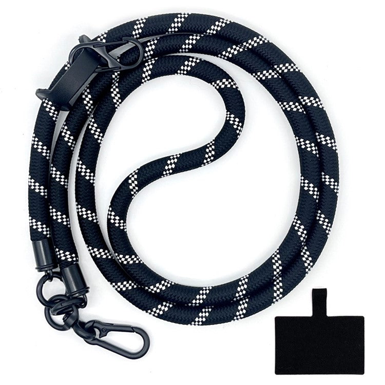 10mm Universal Phone Lanyard Neck Strap Polyester Hanging Rope with Tether Tab - Black+White