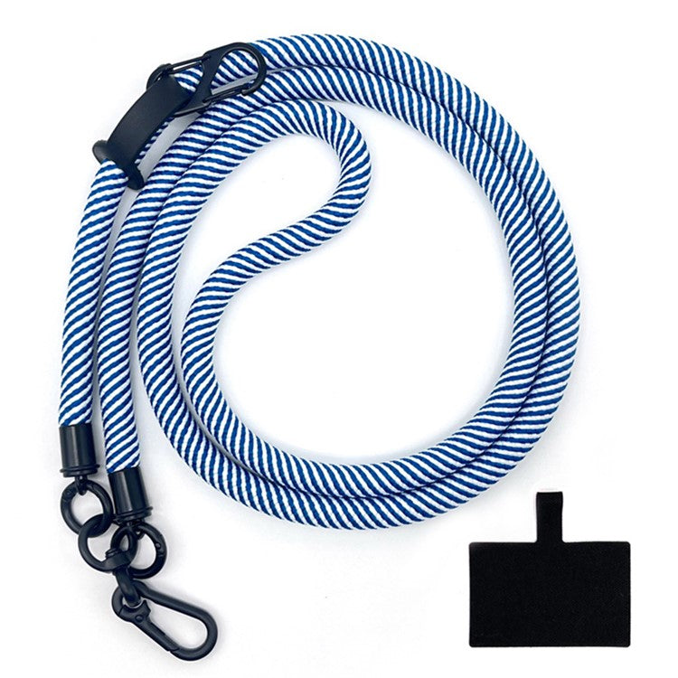 10mm Universal Phone Lanyard Neck Strap Polyester Hanging Rope with Tether Tab - Blue+White