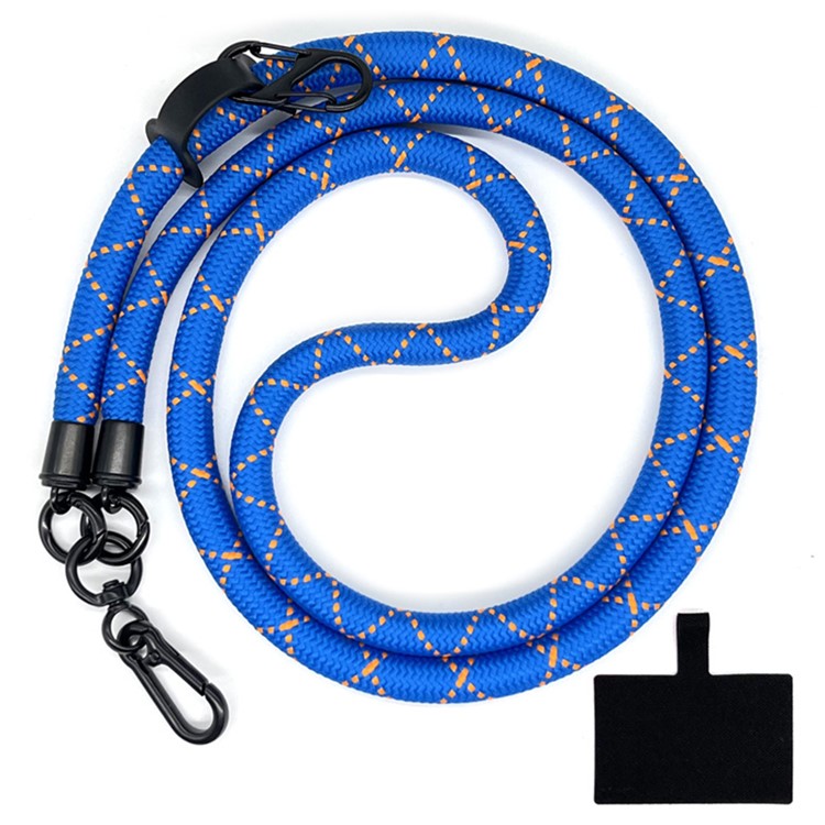 10mm Universal Phone Lanyard Neck Strap Polyester Hanging Rope with Tether Tab - Blue+Orange