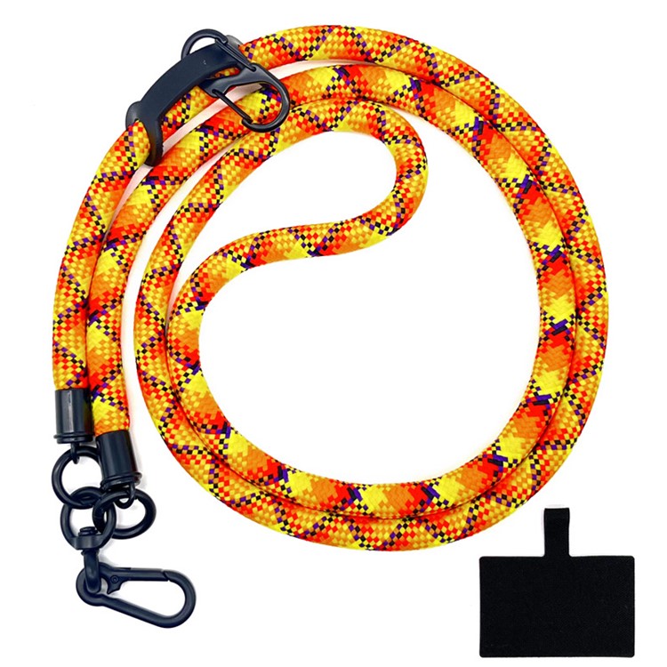 10mm Universal Phone Lanyard Neck Strap Polyester Hanging Rope with Tether Tab - Orange+Yellow