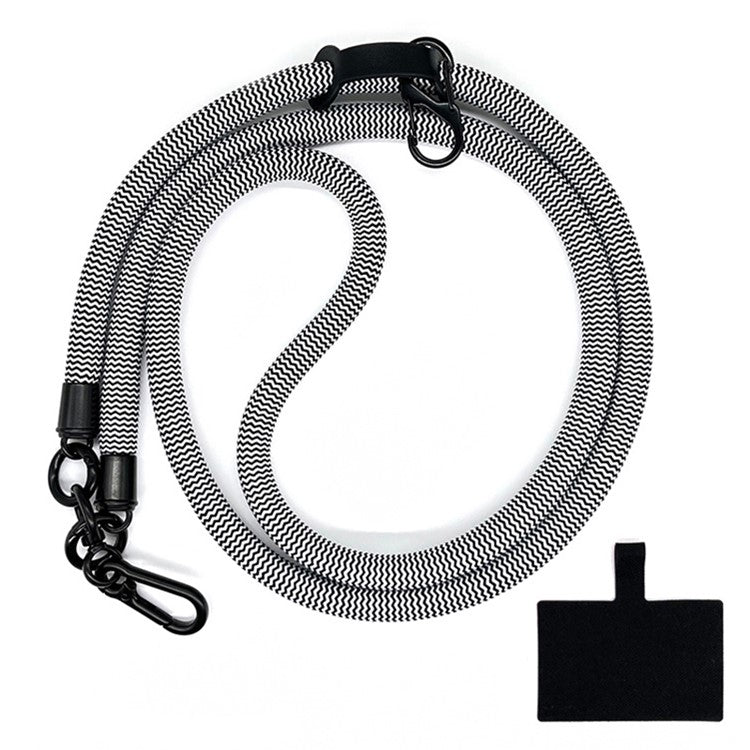 10mm Universal Phone Lanyard Neck Strap Polyester Hanging Rope with Tether Tab - Wavy Black White