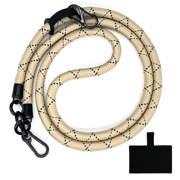 10mm Universal Phone Lanyard Neck Strap Polyester Hanging Rope with Tether Tab - Khaki+Grey