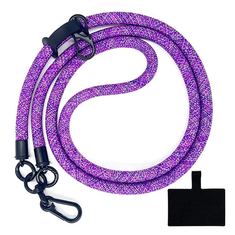 10mm Universal Phone Lanyard Neck Strap Polyester Hanging Rope with Tether Tab - Camouflage Dark Purple