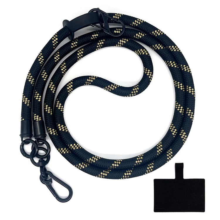 10mm Universal Phone Lanyard Anti-Lost Smartphone Neck Strap Polyester Crossbody Rope with Tether Tab - Black+Gold