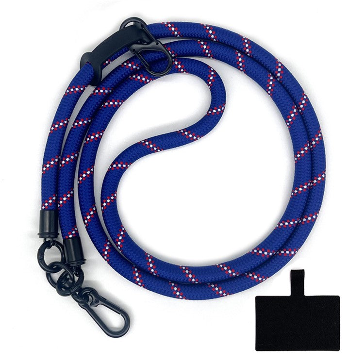 10mm Universal Phone Lanyard Anti-Lost Smartphone Neck Strap Polyester Crossbody Rope with Tether Tab - Blue+White Red