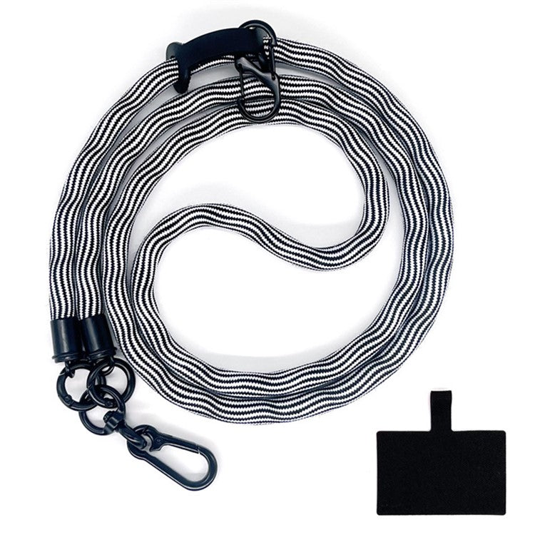 10mm Universal Phone Lanyard Anti-Lost Smartphone Neck Strap Polyester Crossbody Rope with Tether Tab - Wavy / Black+White