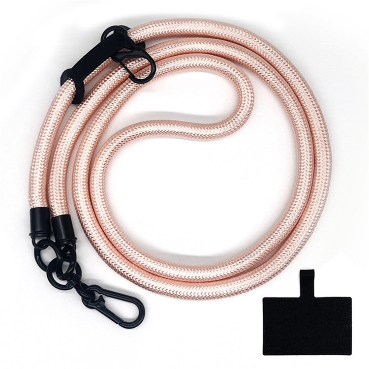 10mm Universal Phone Lanyard Anti-Lost Smartphone Neck Strap Polyester Crossbody Rope with Tether Tab - Pink Gold