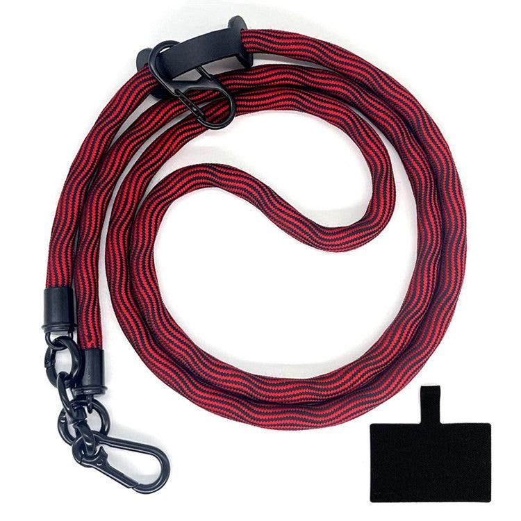 10mm Universal Phone Lanyard Anti-Lost Smartphone Neck Strap Polyester Crossbody Rope with Tether Tab - Wavy / Black+Red