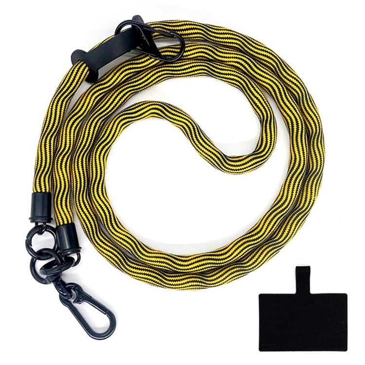 10mm Universal Phone Lanyard Anti-Lost Smartphone Neck Strap Polyester Crossbody Rope with Tether Tab - Wavy / Black+Yellow