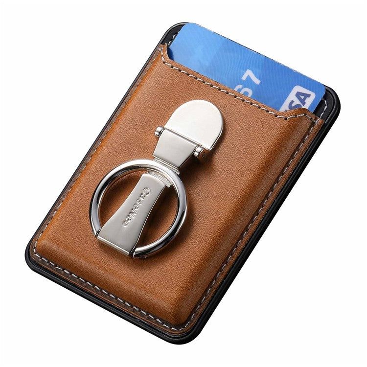 Card Holder Compatible with MagSafe PU Leather Kickstand Card Bag - Brown