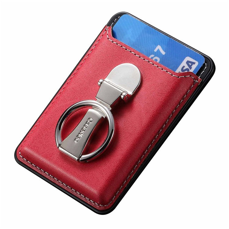 Card Holder Compatible with MagSafe PU Leather Kickstand Card Bag - Red