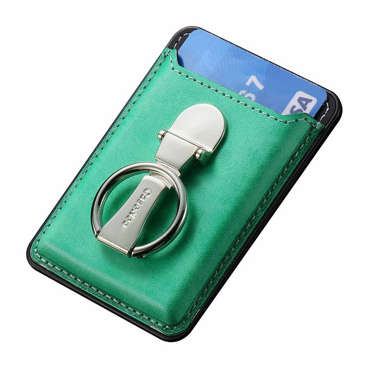 Card Holder Compatible with MagSafe PU Leather Kickstand Card Bag - Green