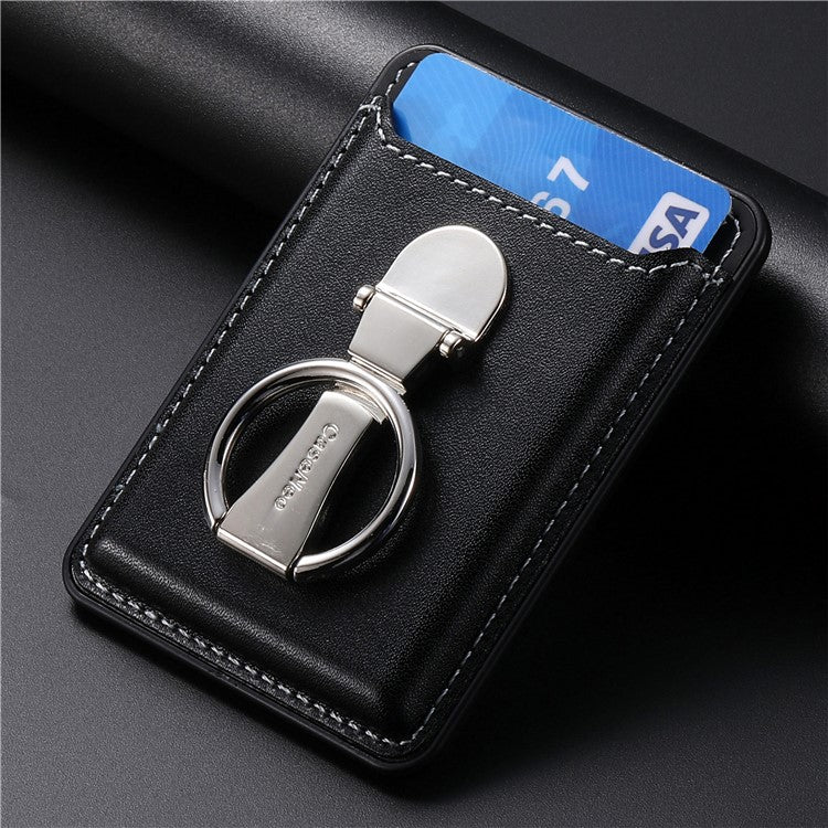 Card Holder Compatible with MagSafe PU Leather Kickstand Card Bag - Black