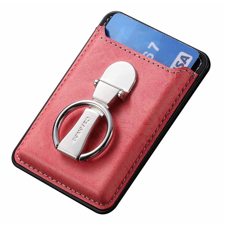 Card Holder Compatible with MagSafe PU Leather Kickstand Card Bag - Pink