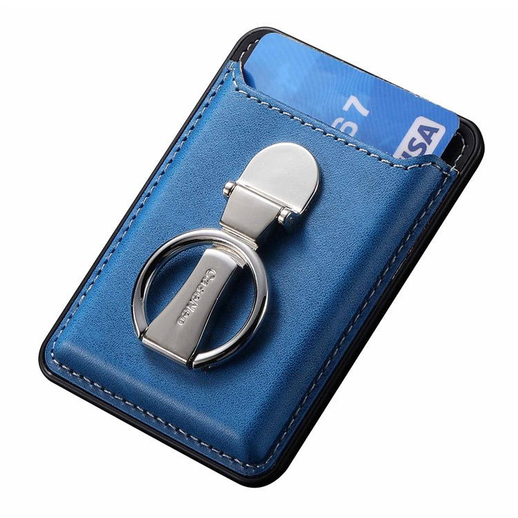 Card Holder Compatible with MagSafe PU Leather Kickstand Card Bag - Blue