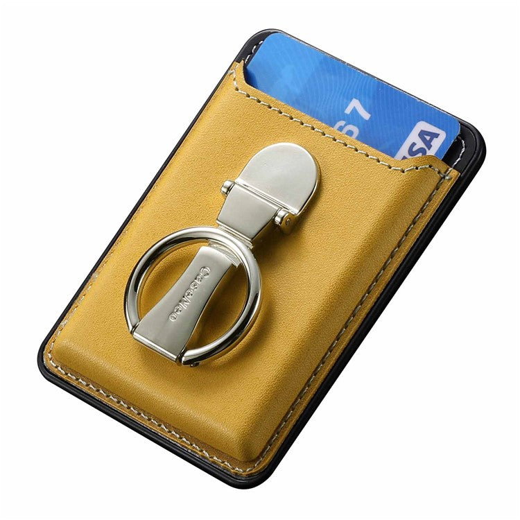 Card Holder Compatible with MagSafe PU Leather Kickstand Card Bag - Yellow