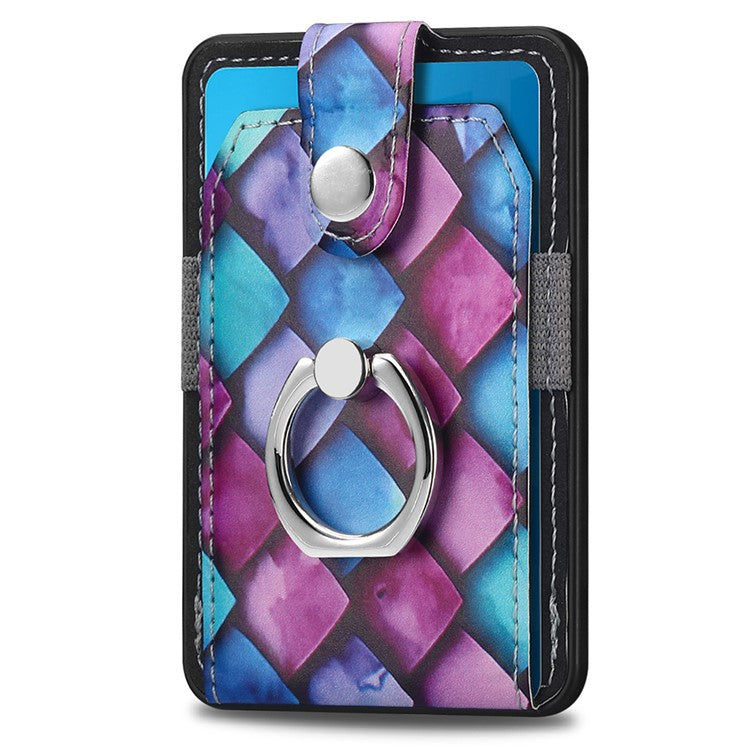 Magnetic Phone Back Card Holder Compatible with MagSafe Self-adhesive PU Leather Card Storage Pouch - Purple Scale