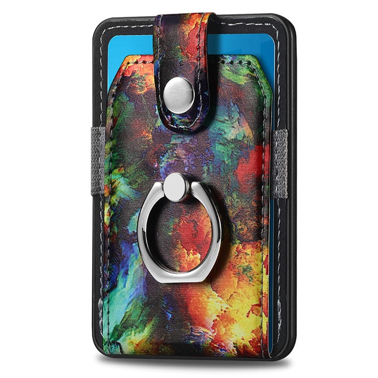 Magnetic Phone Back Card Holder Compatible with MagSafe Self-adhesive PU Leather Card Storage Pouch - Iridescent Cloud