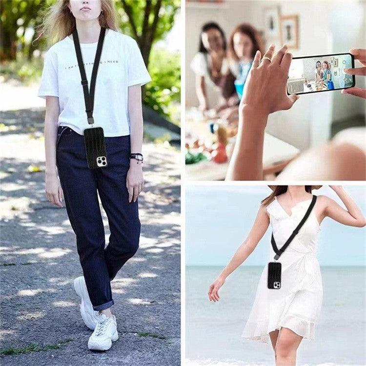 Crossbody Phone Lanyard Universal Adjustable Neck Straps with Phone Pads for Phone Case Keys ID - Black