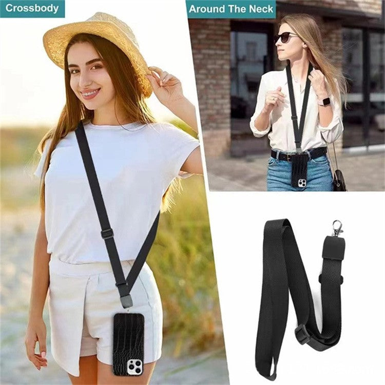 Crossbody Phone Lanyard Universal Adjustable Neck Straps with Phone Pads for Phone Case Keys ID - Black