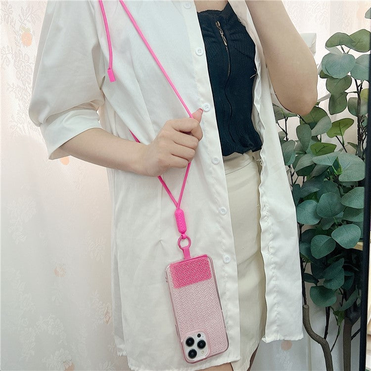 Universal Cell Phone Lanyard Nylon Neck Phone Adjustable Strap with Detachable Safety Pad - Rose