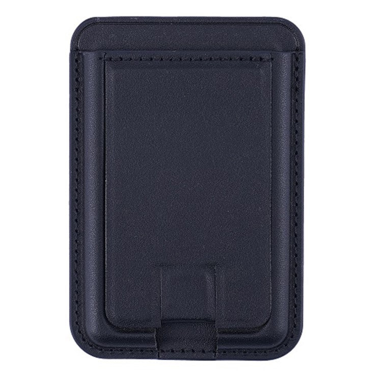 MRC048 Card Holder for Back of Phone Stick-on ID Credit Adhesive Leather Pouch Kickstand Card Sleeve Pocket - Black