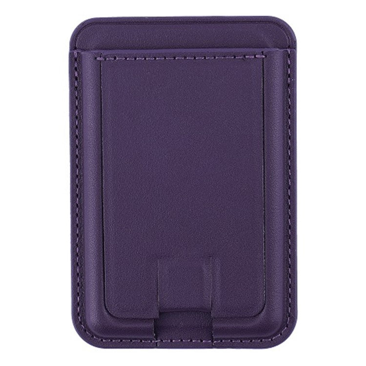 MRC048 Card Holder for Back of Phone Stick-on ID Credit Adhesive Leather Pouch Kickstand Card Sleeve Pocket - Dark Purple