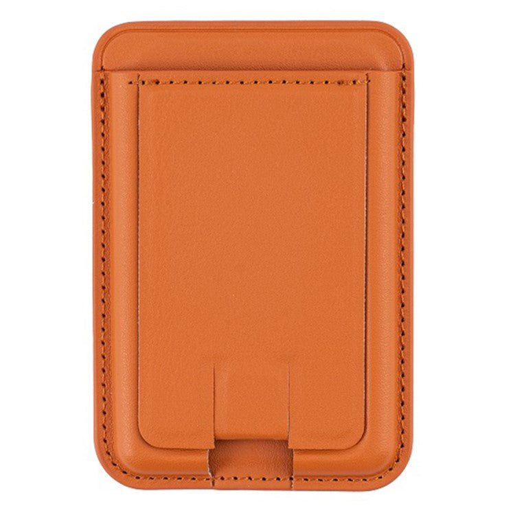 MRC048 Card Holder for Back of Phone Stick-on ID Credit Adhesive Leather Pouch Kickstand Card Sleeve Pocket - Golden Tan