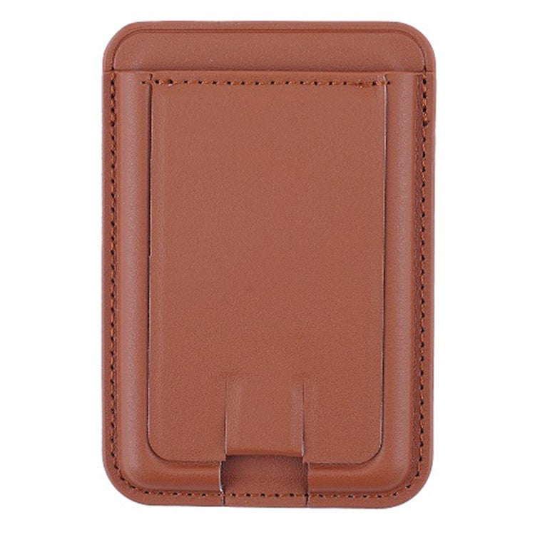 MRC048 Card Holder for Back of Phone Stick-on ID Credit Adhesive Leather Pouch Kickstand Card Sleeve Pocket - Brown