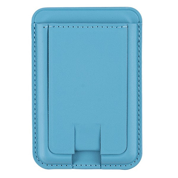 MRC048 Card Holder for Back of Phone Stick-on ID Credit Adhesive Leather Pouch Kickstand Card Sleeve Pocket - Baby Blue