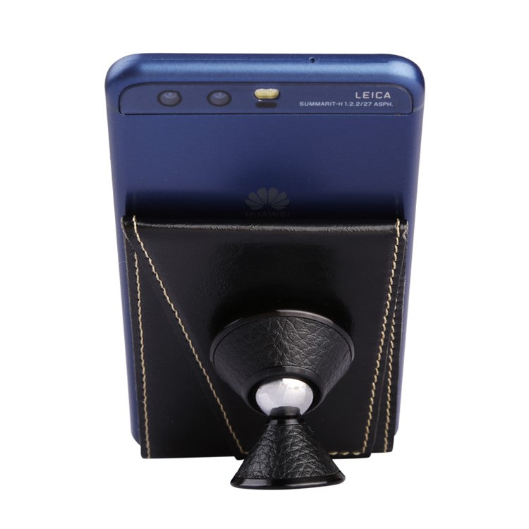 MRC05 Phone Card Holder Kickstand PU Leather Cards Case Support Magnetic Car Mount - Black