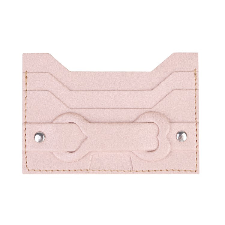 MRC04 Stick-On Phone Card Holder Leather Card Pouch with Heart Kickstand - Pink