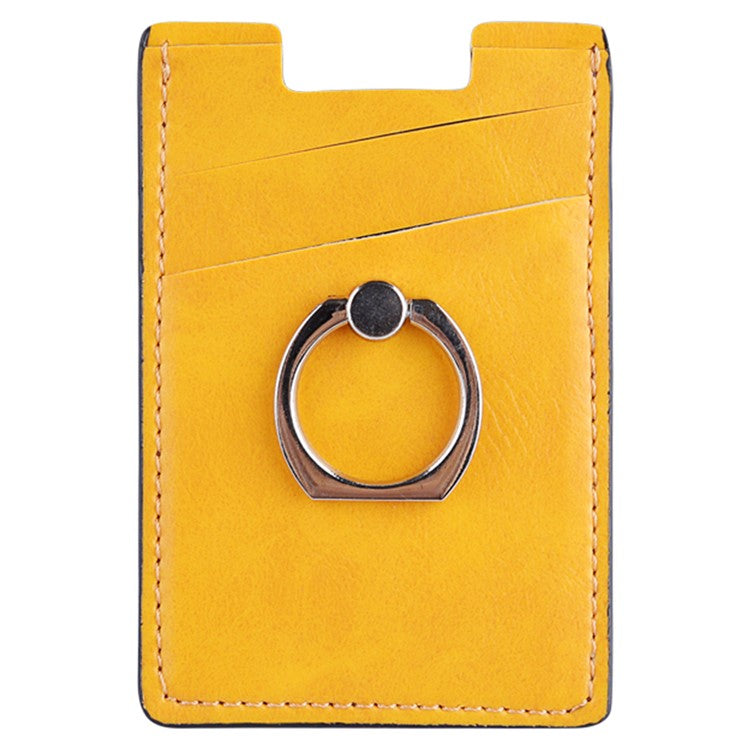 MRC03 Ring Kickstand 3 Cards Case Adhesive Phone Card Holder Support Magnetic Car Mount - Yellow