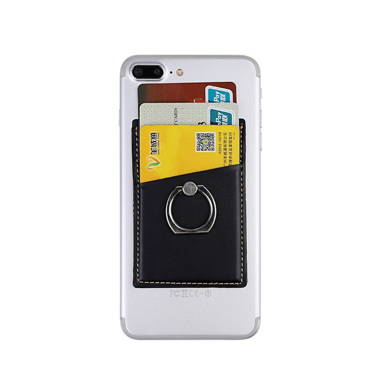 MRC03 Ring Kickstand 3 Cards Case Adhesive Phone Card Holder Support Magnetic Car Mount - Yellow