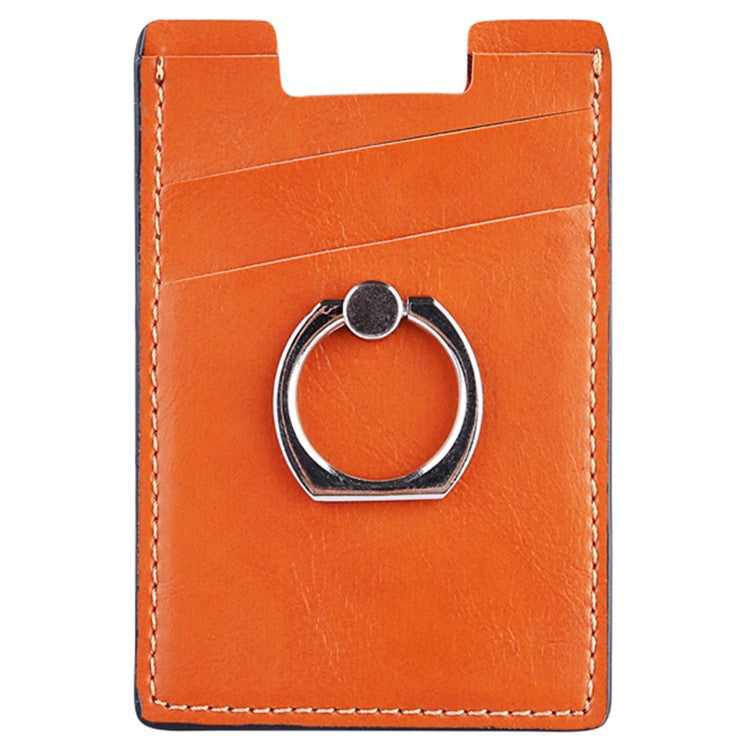 MRC03 Ring Kickstand 3 Cards Case Adhesive Phone Card Holder Support Magnetic Car Mount - Orange