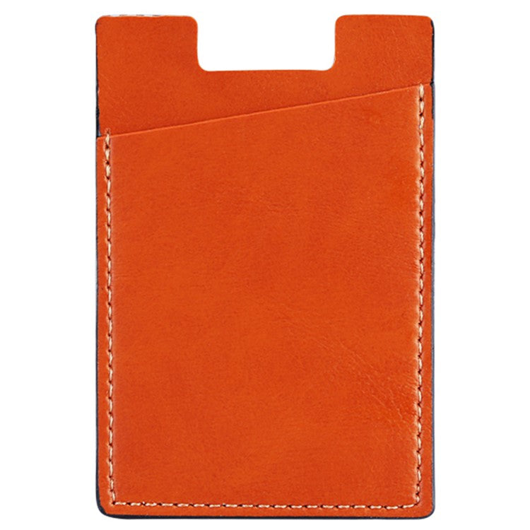 MRC02 PU Leather Sticky Single Card Holder Magnetic Car Mount Phone Card Case - Orange