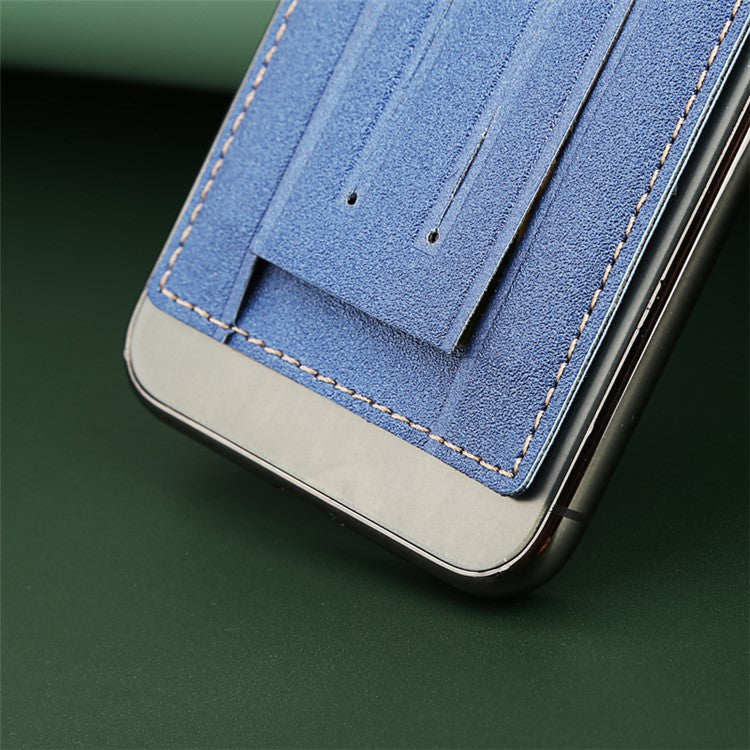 MRC030 Adhesive Phone Card Holder Kickstand PU Leather Cards Case Support Magnetic Car Mount - Blue