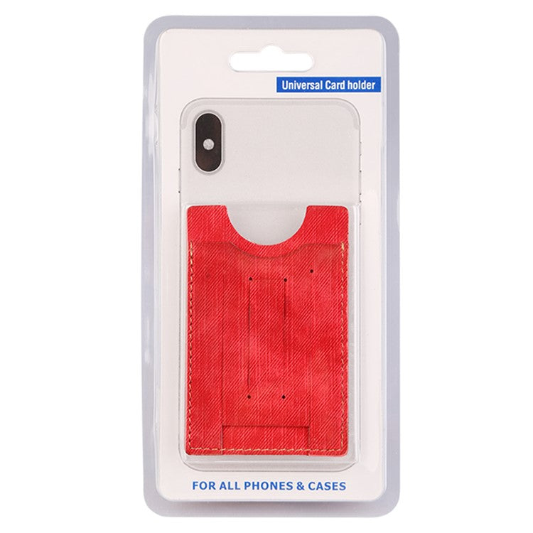 MRC030 Cell Phone Card Holder PU Leather Phone Pocket Pouch with Pop-Out Phone Kickstand - Red