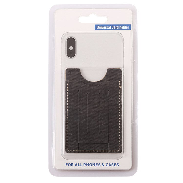 MRC030 Cell Phone Card Holder PU Leather Phone Pocket Pouch with Pop-Out Phone Kickstand - Black