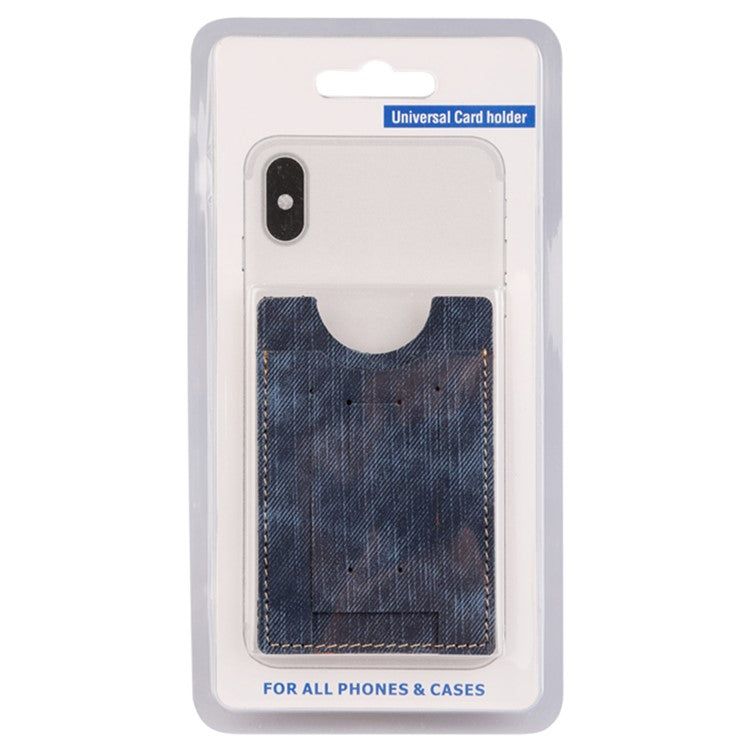 MRC030 Cell Phone Card Holder PU Leather Phone Pocket Pouch with Pop-Out Phone Kickstand - Blue