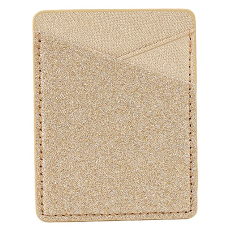 MRC011 Cell Phone Card Holder with Adhesive Sticker Glitter Phone Dual Card Holder Pocket - Gold