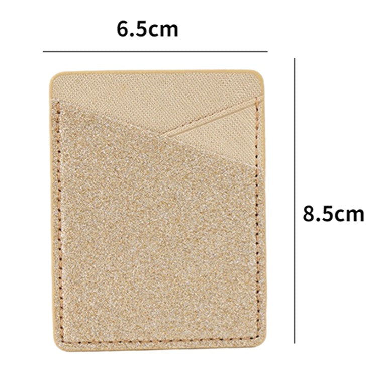 MRC011 Cell Phone Card Holder with Adhesive Sticker Glitter Phone Dual Card Holder Pocket - Gold