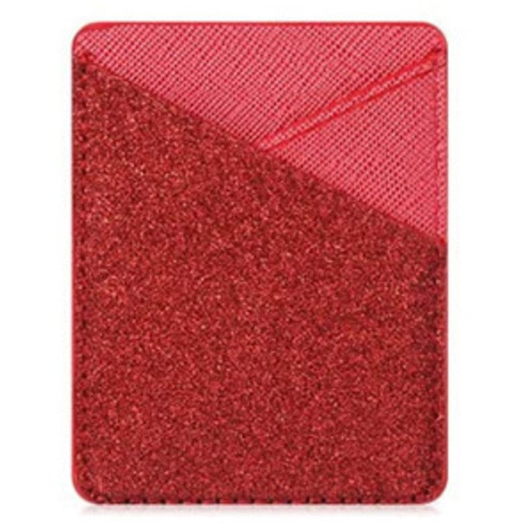 MRC011 Cell Phone Card Holder with Adhesive Sticker Glitter Phone Dual Card Holder Pocket - Red