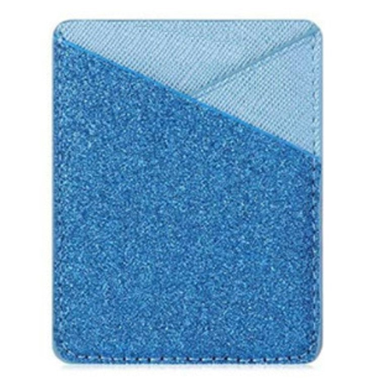 MRC011 Cell Phone Card Holder with Adhesive Sticker Glitter Phone Dual Card Holder Pocket - Blue