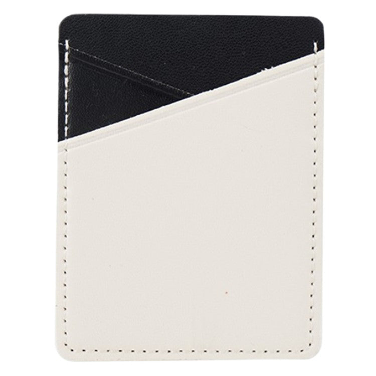 MRC011 Mobile Phone Card Case Cross-textured Phone Pocket Adhesive Dual Card Holder - Black  /  White